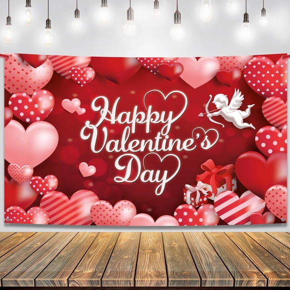 KatchOn, Happy Valentines Day Backdrop - XtraLarge, 72x44 Inch | Happy Valentines Day Banner for Valentines Day Decorations | Valentines Banner