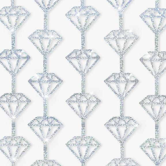 KatchOn, Holographic Silver Foil Diamond Curtains - 3.4x6.5 Feet, Pack of 2 | Diamond Backdrop Curtain | Silver Diamond Garland, Denim and Diamonds Party Decorations | Bachelorette Party Decorations