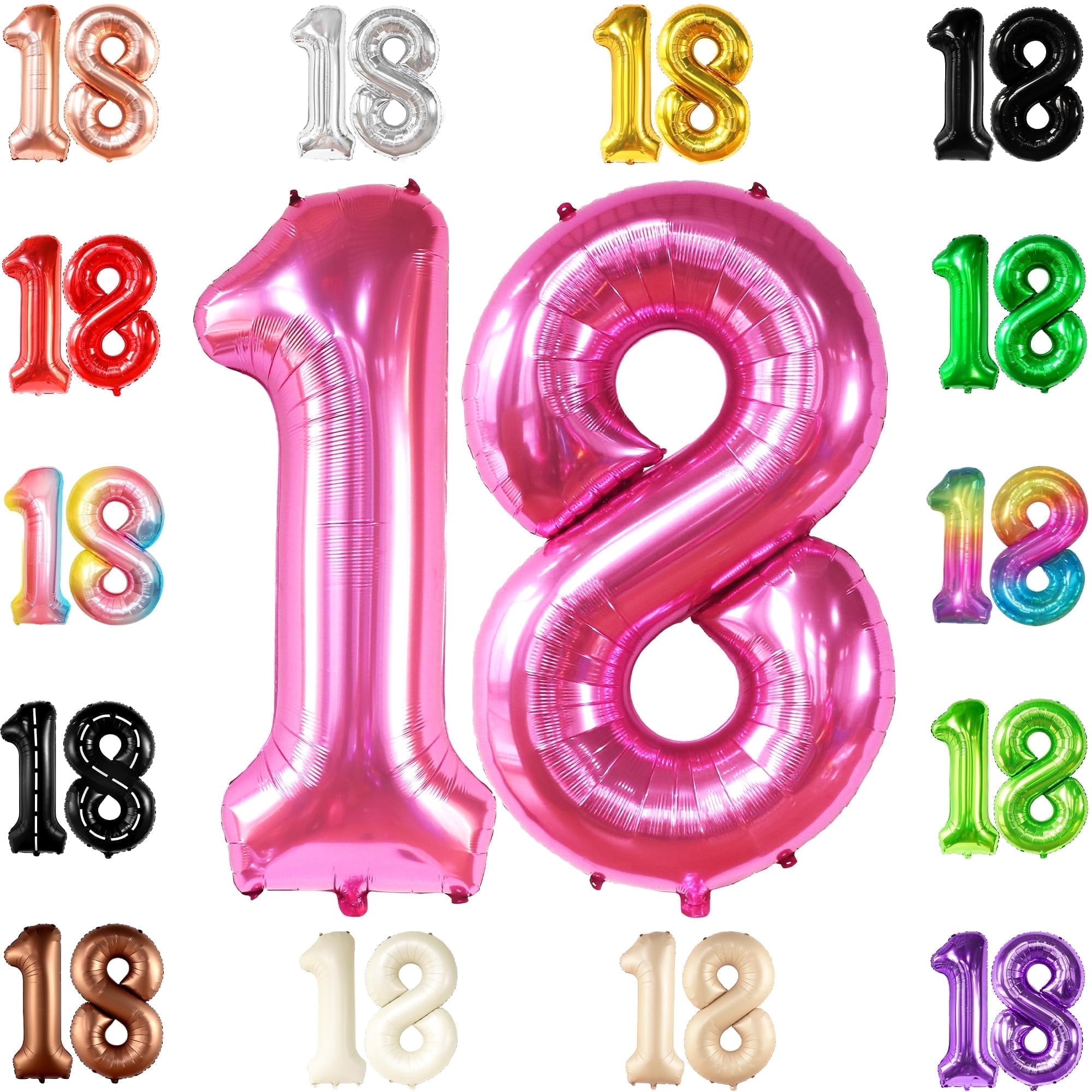KatchOn, Hot Pink 18 Balloon Numbers - 40 Inch | Pink 18th Birthday ...