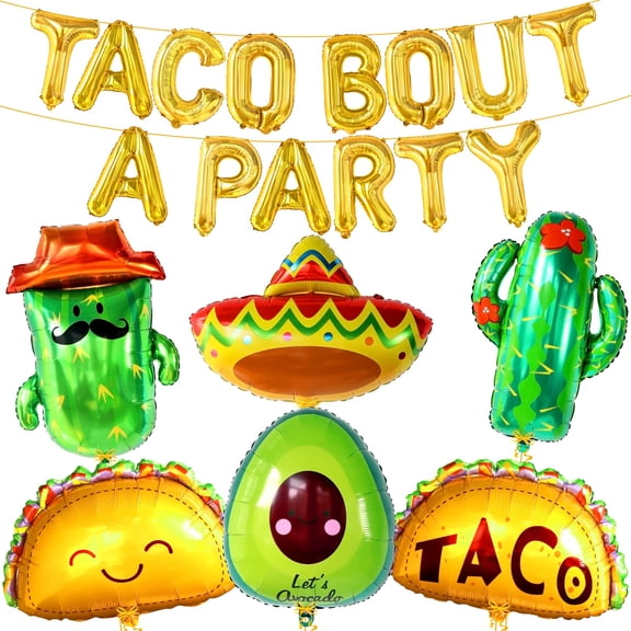 KatchOn, Huge 22 Pcs Taco Bout A Party Decorations | Taco Balloons, Cinco de mayo decorations, Mexican Fiesta Party Decorations | Fiesta Balloons for Taco Party Decorations, Cactus Balloon