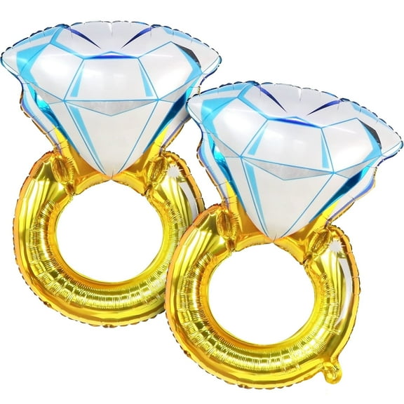 KatchOn, Huge Diamond Ring Balloons - 26 Inch, 2 Pieces | Wedding Ring Balloon for Bridal Shower Decorations | Bachelorette Party Decorations | Diamond Balloons for Engagement Party decorations