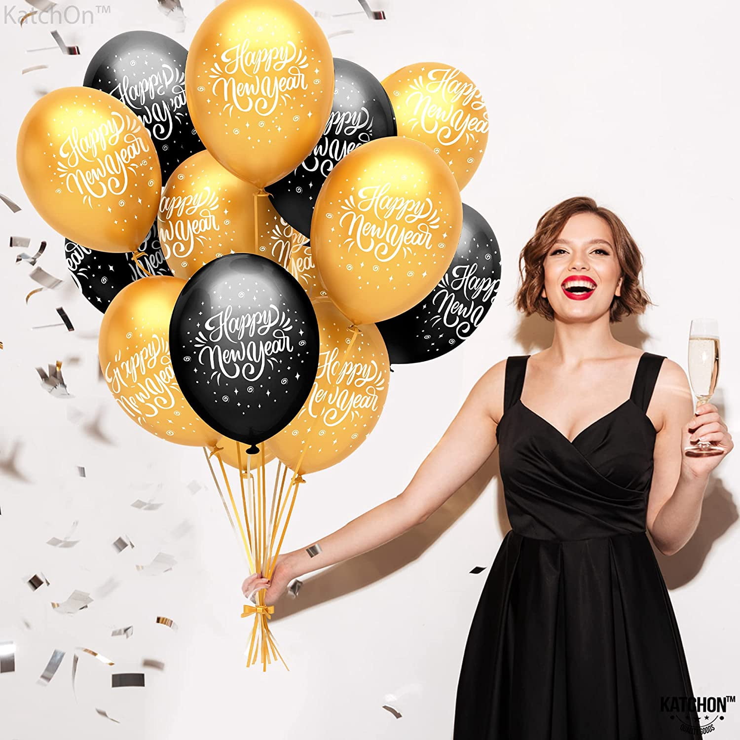 KatchOn Huge Happy New Year Balloons Set - Pack of 50 | Latex Balloons, NYE Party Supplies 2026, Decorations