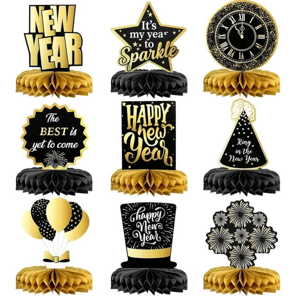 KatchOn, Huge New Years Centerpieces for Tables - Pack of 9 | New Year Table Decorations 2026 | Happy New Years Decorations 2026 | New Year Eve Party Supplies 2026 | NYE Decoration 2026 for Table