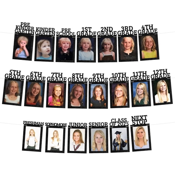 KatchOn, K-12 Graduation Photo Banner 5x7 - Photo Cards 12+6 | Grad Banner 2026 Personalized | Kindergarten Grad Backdrop | Graduation Decorations 2026