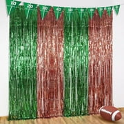 KatchOn, Large 13x8 Feet Green and Brown Fringe Backdrop - Pack of 4 Football Streamers | Football Backdrop, Football Party Decorations | Football Party Backdrop, Football Birthday Party Decorations
