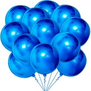 KatchOn, Large Royal Blue Balloons - 22 Inch, Pack of 12 | Royal Blue Metallic Balloons for Decorations | Blue Foil Balloon, Under The Sea Party Decorations