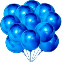 KatchOn, Large Royal Blue Balloons - 22 Inch, Pack of 12 | Royal Blue Metallic Balloons for Decorations | Blue Foil Balloon, Under The Sea Party Decorations