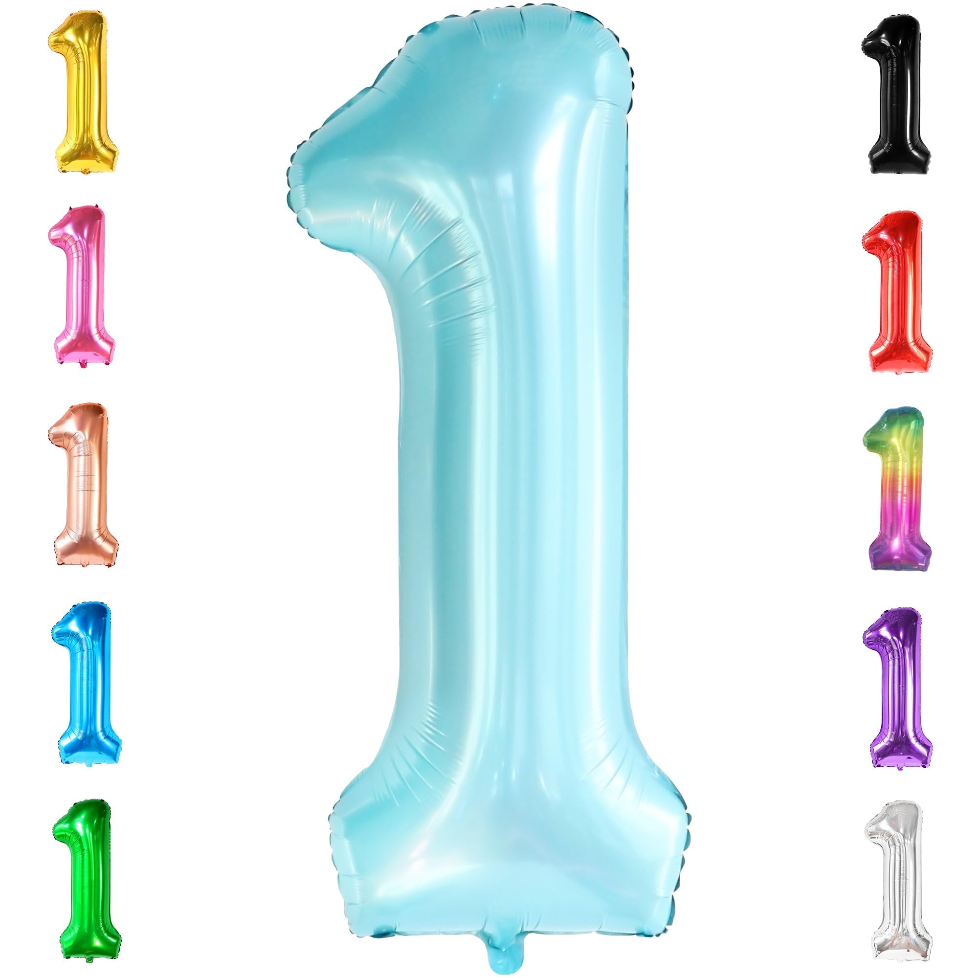 KatchOn, Light Blue 1 Balloon Number - 40 Inch | Blue One Balloon for First birthday | Number 1 Balloons for 1st Birthday party Decorations Boy |1st number balloons, Decorations Supplies Anniversary