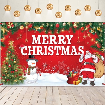 KatchOn, Merry Christmas Banner for Christmas Decorations - XtraLarge, 72x44 Inch | Christmas Wall Banner | Christmas Party Banner | Merry Christmas Backdrop for Merry Christmas Party Decorations