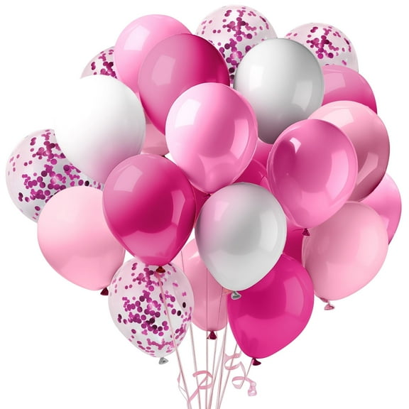 KatchOn, Metallic Pink Balloon Arch Kit - 12 Inch, Pack of 60 | Metallic Pink Balloons for Galentines Day Decorations | Valentines Day Decorations | Pink Confetti Balloons for Pink Party Decorations