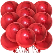 KatchOn, Metallic Red Halloween Balloons - 22 Inch, 12 Pieces | 4D Sphere Red Metallic Halloween Balloons, Halloween Day Decorations, Red Party Decorations | Red Halloween Foil Balloons, Red Mylar B