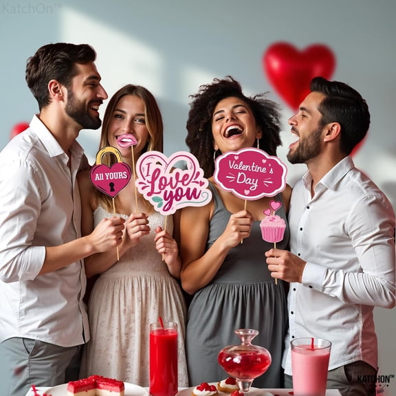 KatchOn, Pink Valentines Day Photo Props - Pack of 28 | Valentines Photo Props, Valentines Day Decorations | Valentines Photo Booth Props