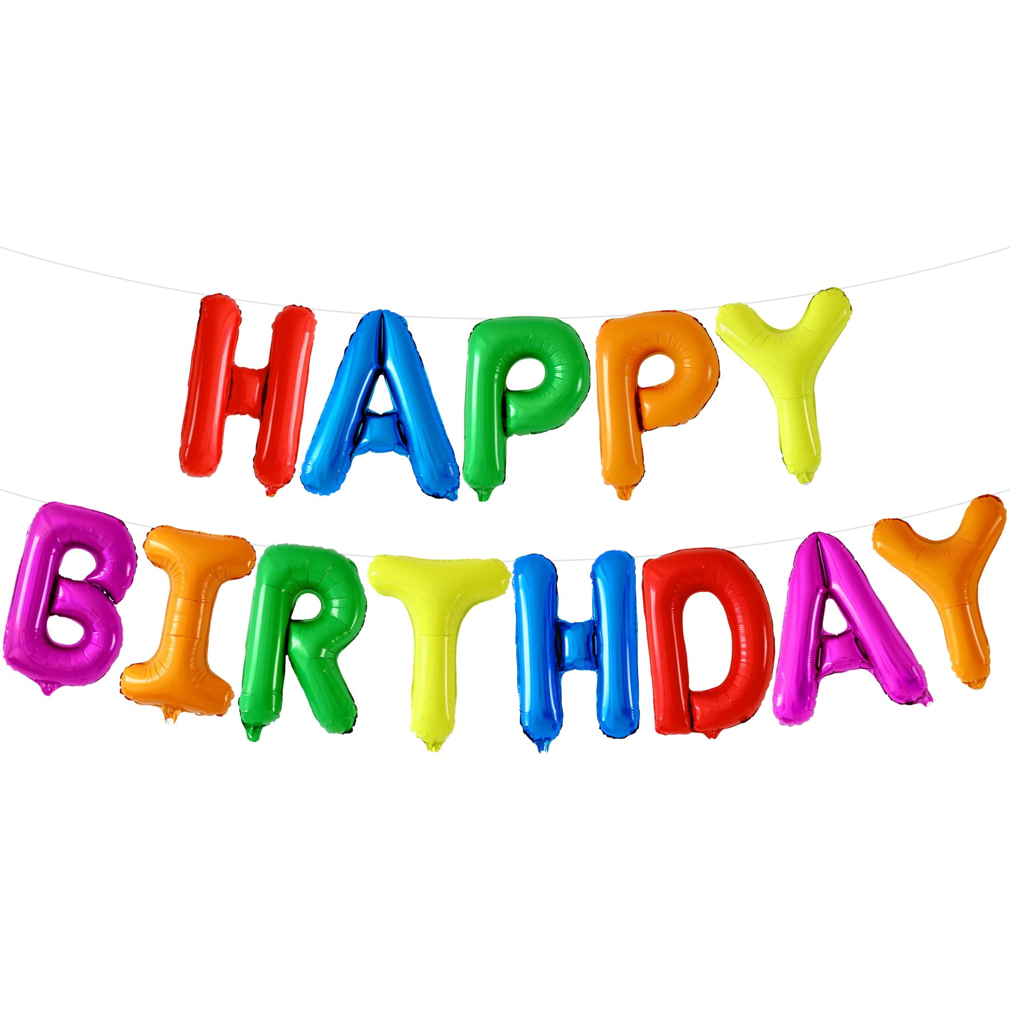 KatchOn Rainbow Happy Birthday Balloons - Pack Of 12 Helium-Supported 22-Inch Foil Mylar Balloons