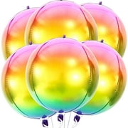 KatchOn, Rainbow Foil Balloons - 22 Inch, Pack of 6 | 4D Gradient Rainbow Balloons | Tie Dye Balloon for Birthday Party Decorations | Rainbow Unicorn Balloon | Multicolor Iridescent Balloons