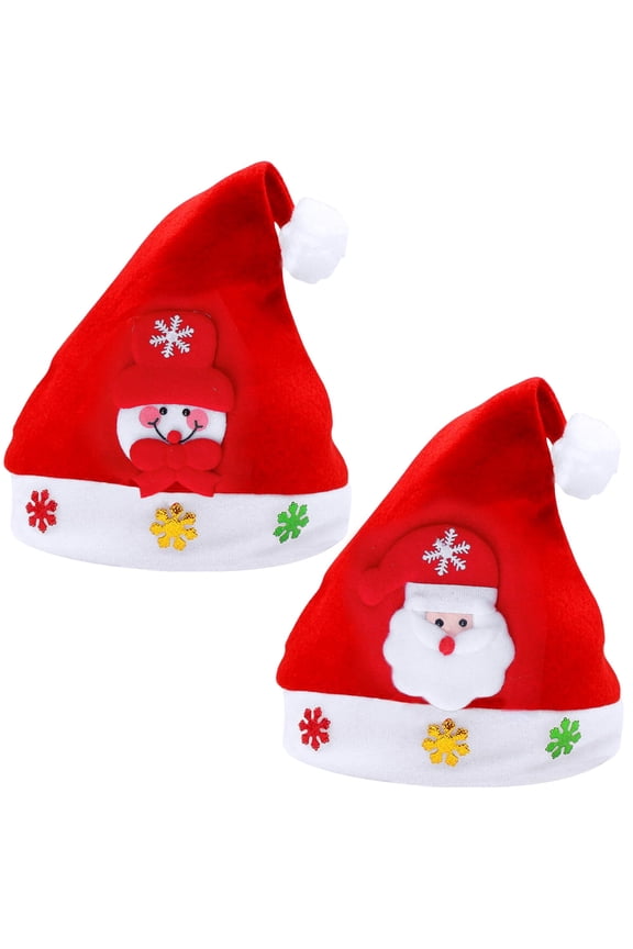 , Red Christmas Hats for Kids - Pack of 2, 6.5x13 Inch | Kids Santa Hats, Christmas Party Favors for Christmas Party Decorations | Santa Claus Hats for Boys and Girls for Christmas Decorations