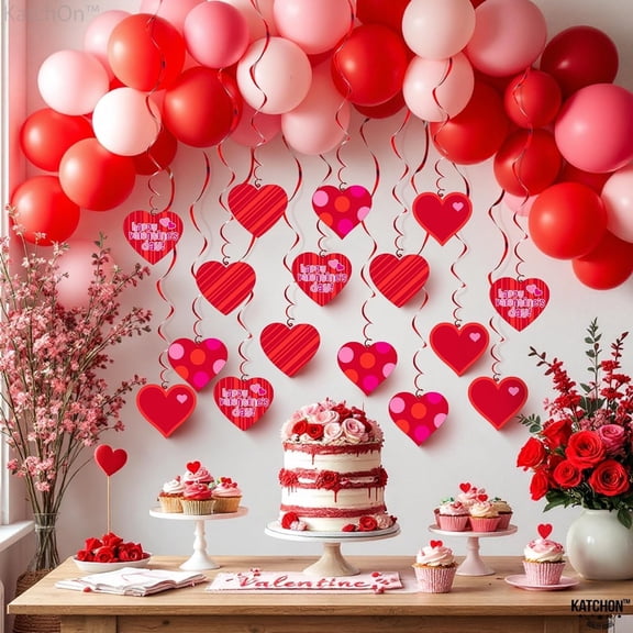 KatchOn, Red Hearts Valentines Hanging Decorations - Pack of 30, No DIY | Valentines Decorations Indoor, Hanging Hearts Decorations | Hanging Valentines Decorations | Valentines Day Decorations