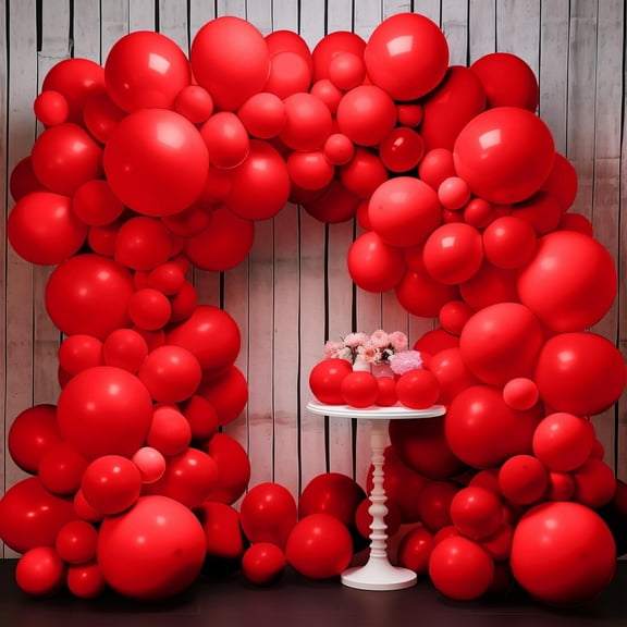 KatchOn, Red Latex Balloon Arch Kit - 18 Inch, Pack of 120 | Valentines Day Balloons for Valentines Day Decorations | Red Birthday Decorations | Valentines Day Backdrop for Valentines Decorations