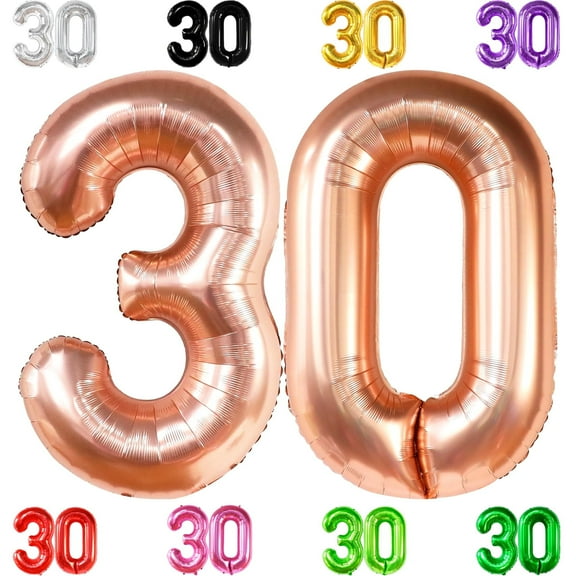 KatchOn, Rose Gold 30 Balloon Numbers - Huge, 40 Inch | Foil 30th Birthday Balloons | Number 30th Balloons For Her | Rose Gold 30th Birthday Decorations for Her | 30th Birthday Decorations for Women