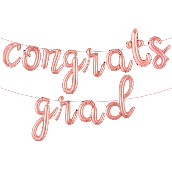 KatchOn, Rose Gold Congratulations Balloons - 16 Inch | Script Congrats Grad Balloons for Graduation Decorations Class of 2026 | Grad party decor for Graduation decorations 2026