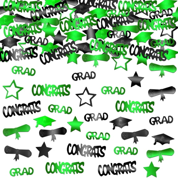 KatchOn, Shiny 2026 Congrats Grad Confetti - Pack of 1000 | Green and Black Graduation Confetti Class of 2026 Decorations | Graduation Decorations 2026