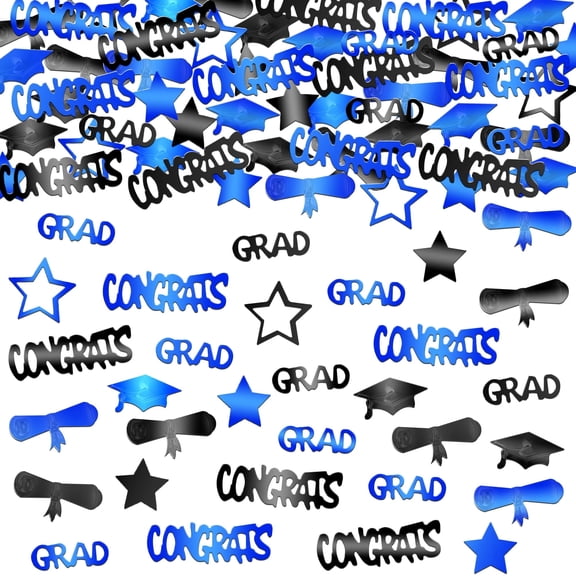 KatchOn, Shiny Blue and Black Congrats Grad Confetti 2026 - Pack of 1300 | Graduation Confetti Class of 2026 | Graduation Decorations 2026 | Class of 2026 Decorations