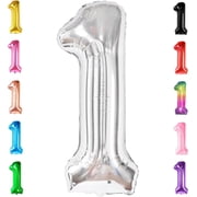 KatchOn, Silver 1 Balloon for First Birthday - Giant, 40 Inch | One Balloon for First Birthday, Winter Onederland 1st Birthday Girl
