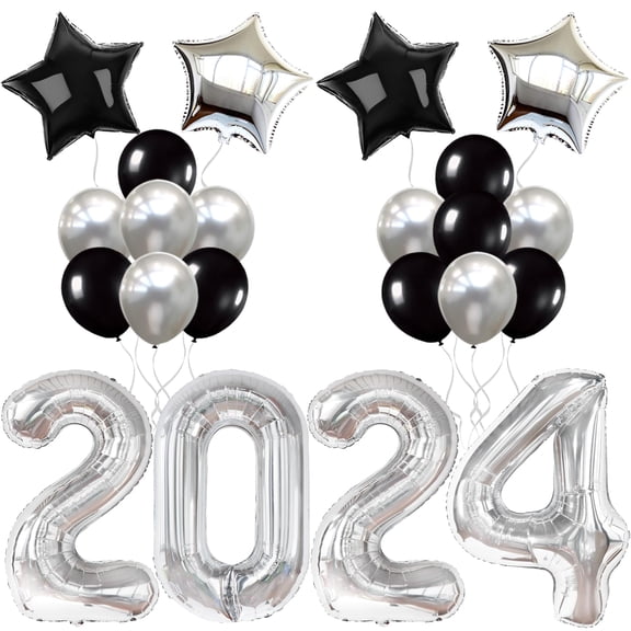 KatchOn, Silver 2026 and Star, Black and Confetti Balloons