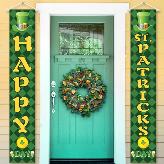 KatchOn, St Patricks Day Banner, 2 Pieces - 72x12 Inch | Happy St Patricks Day Banners, St Patricks Day Party Decorations | St Patricks Day Porch Sign, Shamrock St Patricks Day Decorations for home