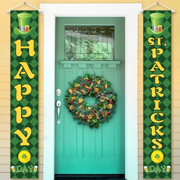 KatchOn, St Patricks Day Banner, 2 Pieces - 72x12 Inch | Happy St Patricks Day Banners, St Patricks Day Party Decorations | St Patricks Day Porch Sign, Shamrock St Patricks Day Decorations for home