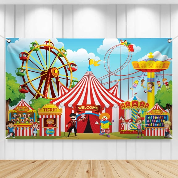 KatchOn, XtraLarge, Carnival Backdrop for Carnival Games - 72x44 Inch | Carnival Theme Party Decorations | Circus Theme Party Decorations | Carnival Banner, Carnival Decorations for Event Outdoor