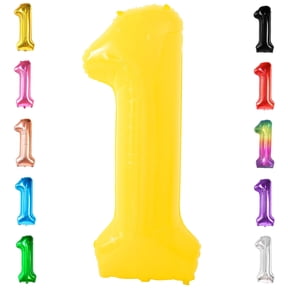 KatchOn, Yellow 1 Balloon Number - 40 Inch, Helium Supported | Mylar Foil Yellow One Balloon for First Happy Birthday Decorations | 1st Anniversary Decorations | Birthday Party Decoration