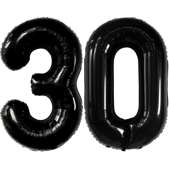 Katchon, Black 30 Balloon Numbers - 40 Inch | Black 30th Birthday Balloons | 30th Birthday Decorations for Him | Black 30th Birthday Decorations for Her | Black 30 Balloons for 30th Birthday Decor