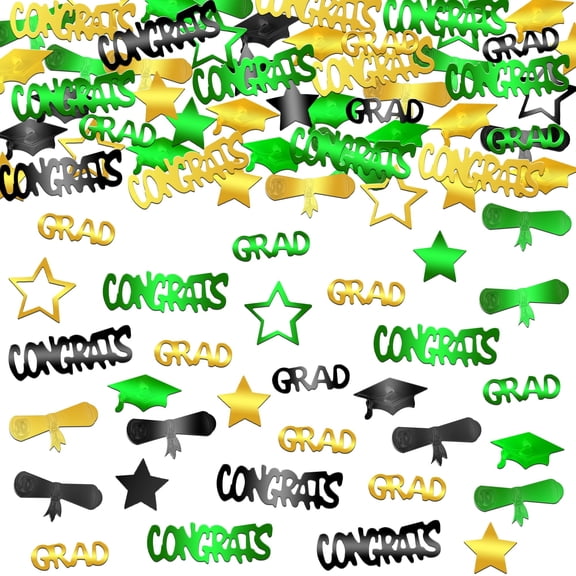 Katchon, Congrats Grad Confetti 2026 - Pack Of 1000 | Green And Gold Graduation Decorations 2026 | Graduation Confetti | Grad Table Decorations 2026