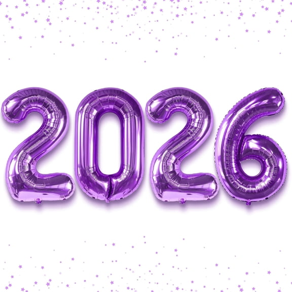 Katchon, Giant Purple 2026 Number Balloons - 42 Inch | Happy New Year Balloons | 2026 Balloon Numbers | Purple Balloon for New Years Decorations 2026 | New Years Eve Party Supplies 2026