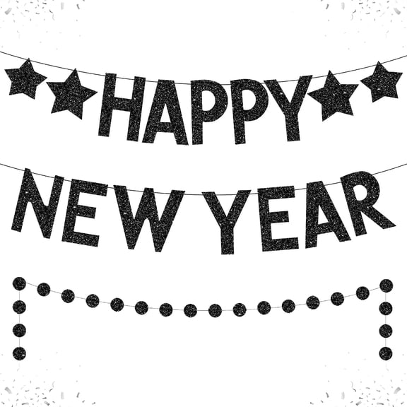 Katchon Glitter Happy New Year Banner 10 Feet