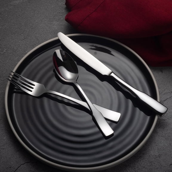 Kate 40-Piece Silverware Set Service for 8 Stainless Steel Flatware Mirror Polished Cutlery Dishwasher Safe