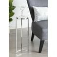 thumbnail image 1 of Kate And Laurel Aguilar Glam Round Drink Table, 9 x 9 x 23, Silver and White, Small Accent Table for Use as Plant Pedestal Stand with Marble Tabletop, 1 of 6