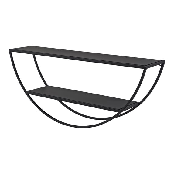 Kate And Laurel Half Circle Metal Floating Shelf, 25.98 In x 5.91 In, Black