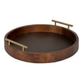thumbnail image 1 of Kate And Laurel Lipton Modern Round Tray, 18", Dark Walnut and Gold, Decorative Accent Tray for Storage and Display, 1 of 5