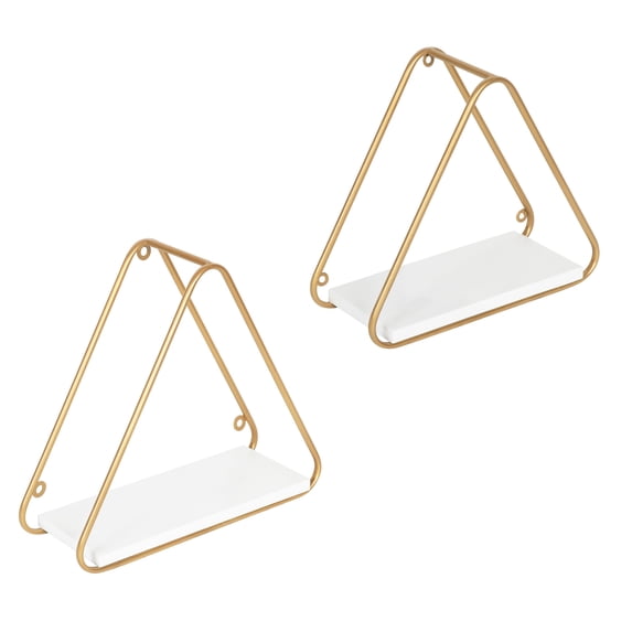 Kate And Laurel Triangle Medium Density Fiberboard Floating Shelves, 2-Pieces, 12" X 4", White