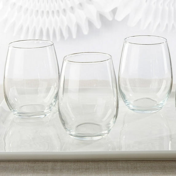 Kate Aspen 12PCS Blank 15 oz. Stemless Wine Glass, Drinking Glasses and DIY Favor Decor for Wedding, Bridal Shower, Baby Shower and Anniversary Party