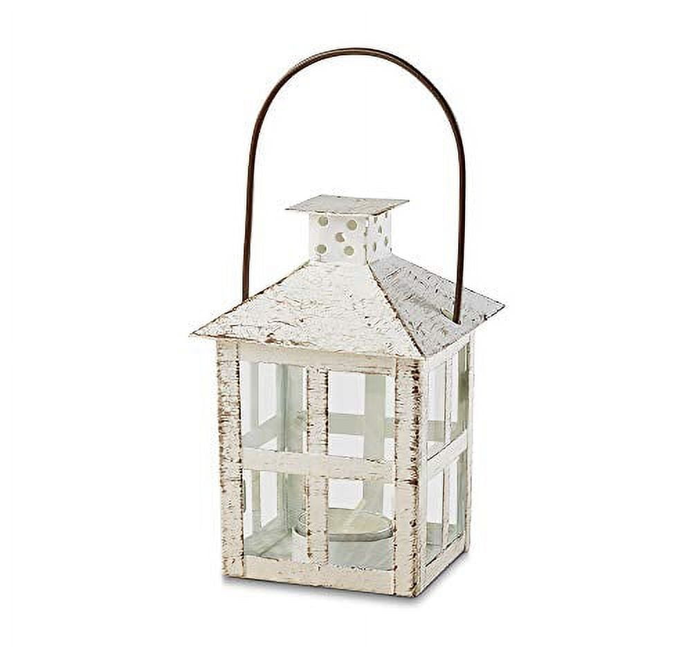 Kate Aspen Lanterna Luminosa In Metallo Bianco Shabby Chic – Porta Tea Light Per Decorazione Rustica, Matrimonio, Casa, Bomboniera - 5