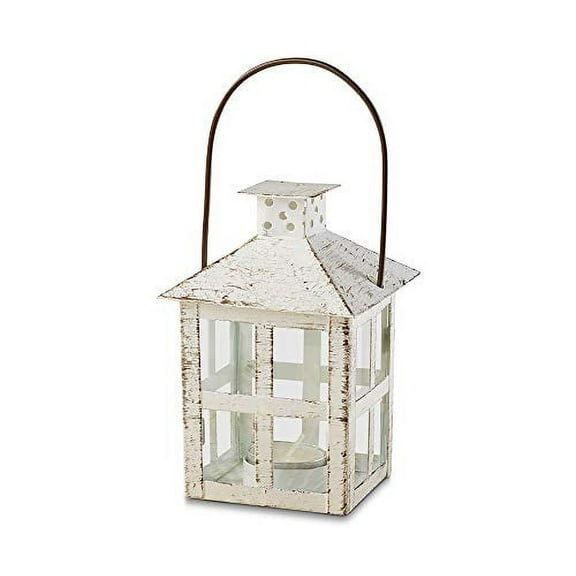 Kate Aspen 14130WT Vintage White Distressed Medium candle lantern, One Size