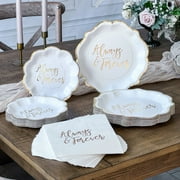Kate Aspen Always & Forever 72 Piece Classic & Elegant Paper Party Tableware Set (24 Guests), Party Supplies, Wedding Decor for Bridal Showers, Engagements and Receptions