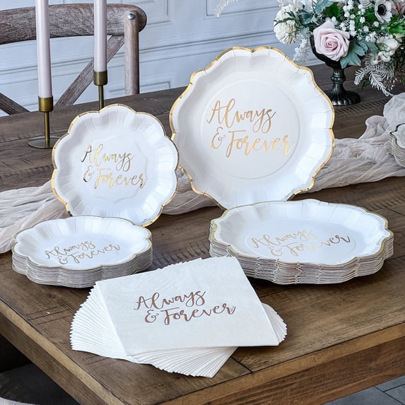 Kate Aspen Always & Forever 72-Piece Tableware Set White Gold 24 Guests