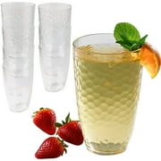 Kate Aspen Clear Hammered Acrylic Cups - Plastic Drinking Glasses Set of 8, 23 oz, Plastic Tumblers Dishwasher Safe, Shatterproof Cups Reusable for Water, Lemonade, Cocktails