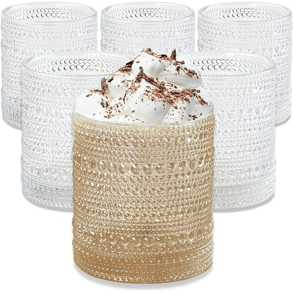 Kate Aspen Clear Hobnail Beaded Drinking Glasses Set of 6 -10 oz Vintage Glassware Set Cocktail Glass Set, Juice Glass, Water Cups | Makes A Great Hostess Gift or Gift for New Home Owners