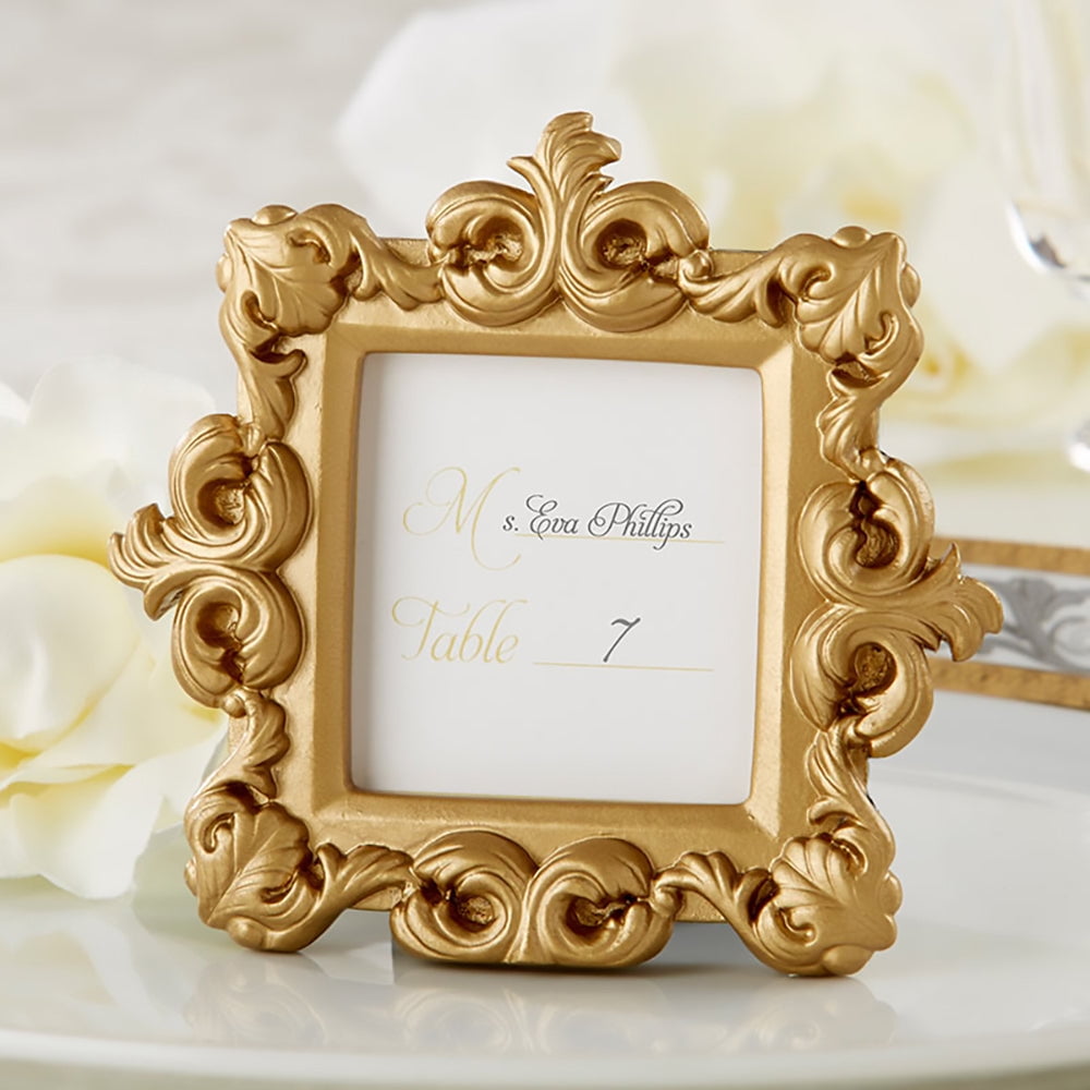 Kate Aspen Gold Baroque Royale Place Card & Photo Frame Set - 6 Count Decorative Wedding Registry Holders