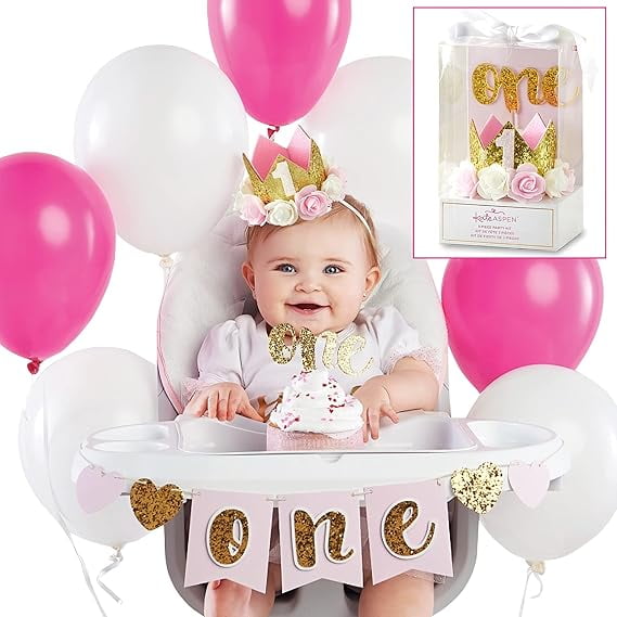 Kate Aspen Gold Glitter 1st Birthday Decor Kit