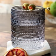 Kate Aspen Hobnail Beaded Drinking Glasses Vintage Glassware Set | Cocktail Glass Set, Juice Glass, Water Cups | Makes A Great Hostess Gift, Gift for Newlyweds Smoke Grey